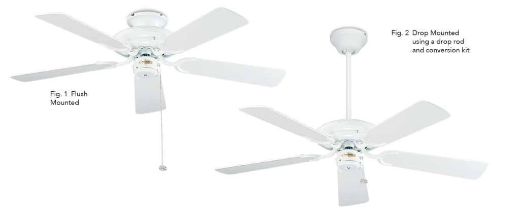 Installation Options Installation Options, Ceiling Fan Flush Mount Installation